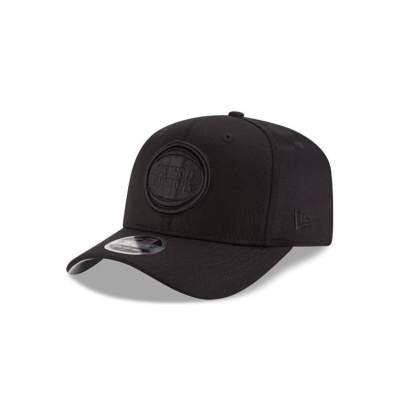 Black Detroit Pistons Hat - New Era NBA Black On Black Stretch Snap 9FIFTY Snapback Caps USA1685394